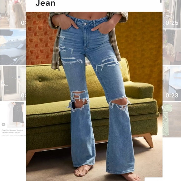 American Eagle Outfitters Denim - AE Ne(x)t Level Ripped Super High-Waisted Flare Jeans